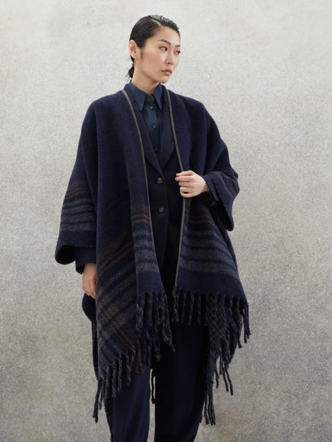 Brunello Cucinelli Striped shawl in alpaca with precious trim