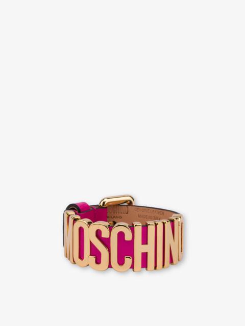 Moschino LOGO LETTERING PATENT LEATHER BRACELET