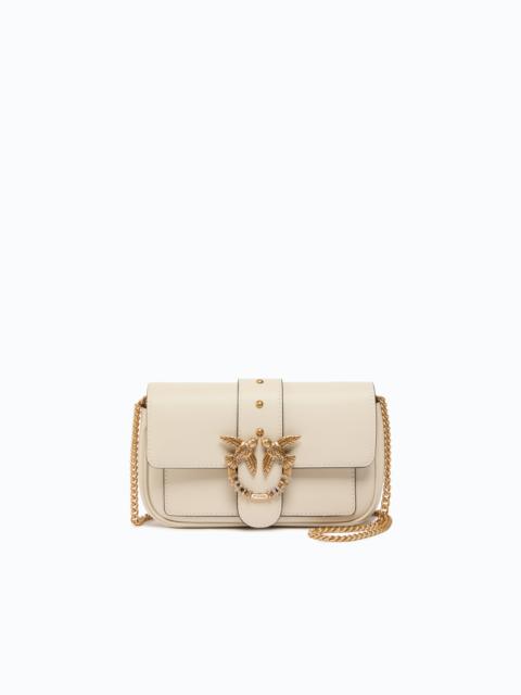 PINKO LOVE BAG POCKET SMALL LEATHER SHOULDER BAG WITH JEWEL BUCKLE