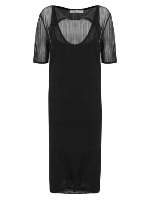 Bottega Veneta SHEER RIB KNIT DRESS | BLACK