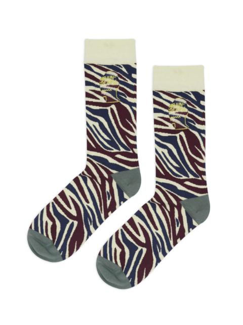 BRAIN DEAD Logohead Dress Socks - Multi Zebra