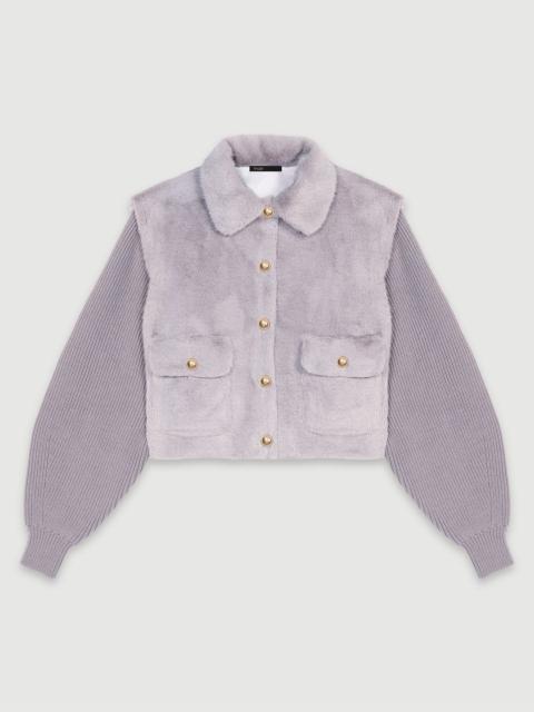 maje Dual-material faux fur jacket