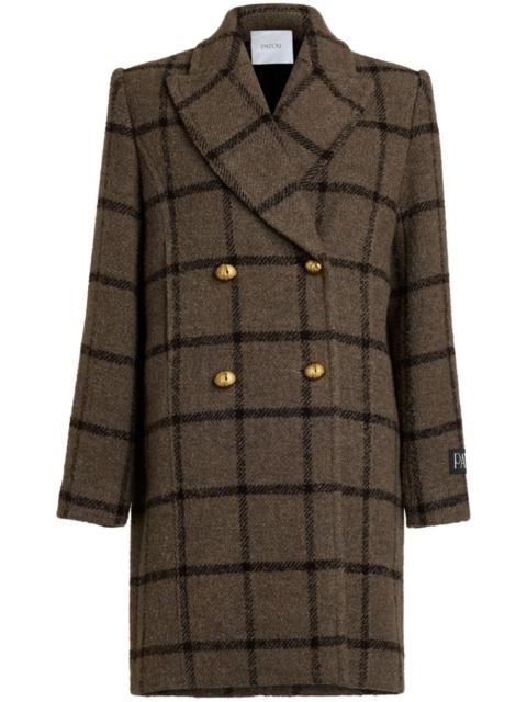 PATOU logo-patch recycled wool coat