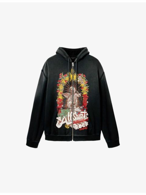 ALLSAINTS Roque Zip-Up Graphic-Print Cotton Hoody