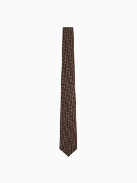 GIORGIO ARMANI Silk tie with jacquard chevron motif