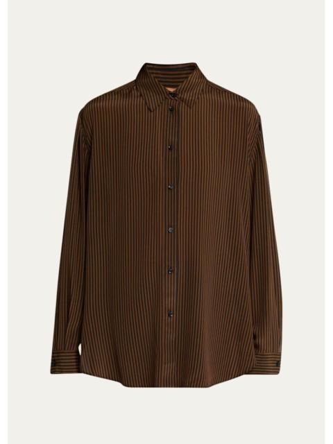 JAMIE HALLER The Lucy Striped Silk Button-Down Blouse