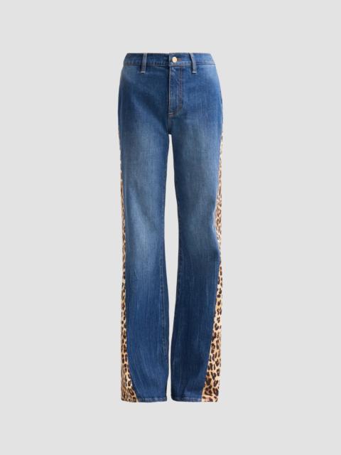 Alice + Olivia Women's Leopard Godet Wide-Leg Flare Jeans - Georgetta Vintage Blue