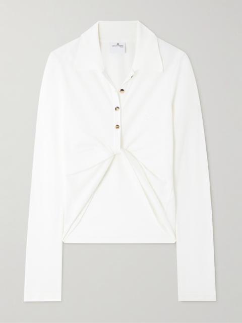 courrèges Twisted-front Cotton-piqué Polo Top