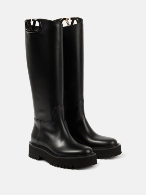 VLogo Signature leather rain boots