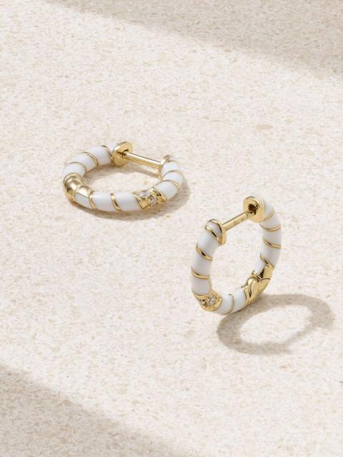 Yvonne Léon 9-karat gold, enamel and diamond hoop earrings Gold