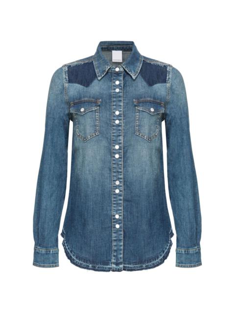 panelled denim shirt