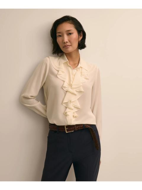 Brooks Brothers Silk Ruffle-Detail Blouse