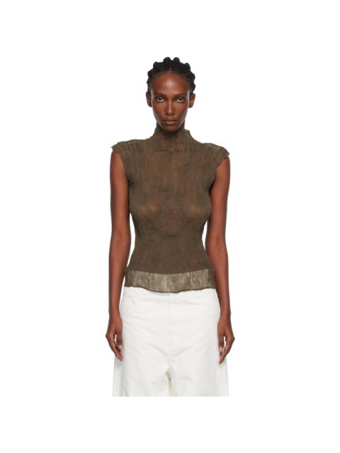 ISSEY MIYAKE Khaki Chiffon Twist Top