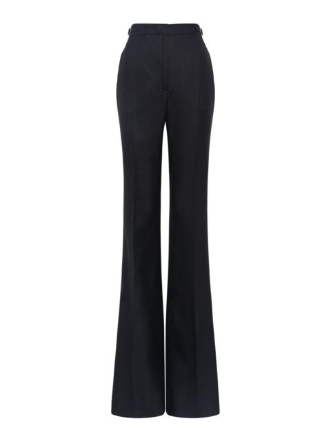 GABRIELA HEARST Vesta Flared Pant in Black Virgin Wool Silk with Linen