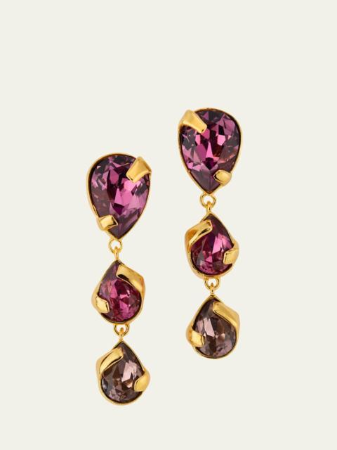 Oscar de la Renta Pear Rhinestone Drop Earrings