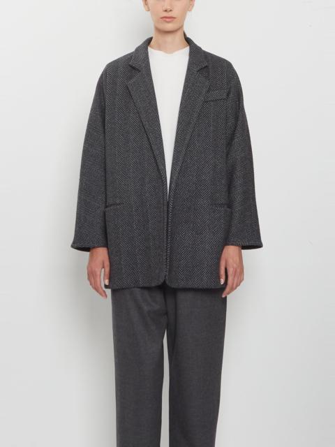 DUŠAN Herringbone Cashmere Blazer — Charcoal