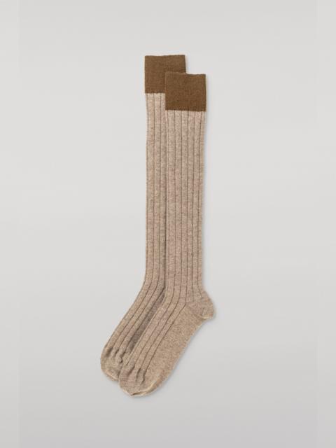 Johnstons of Elgin Ainsley Women's Long Brown Cashmere Socks