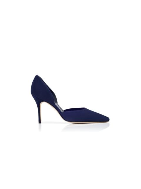 Manolo Blahnik Navy Blue Suede D'Orsay Pumps