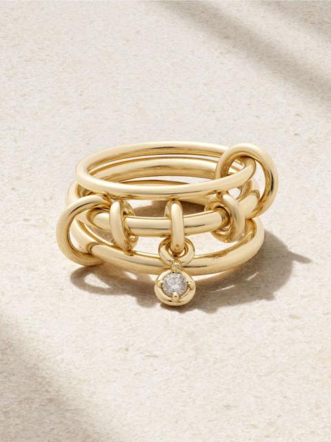Spinelli Kilcollin Piera set of three 18-karat gold diamond rings Gold