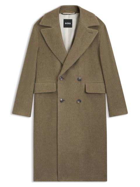 BOSS DOUBLE-BREASTED COAT IN A HERRINGBONE ALPACA BLEND
