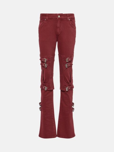 buckle-embellished cut-out jeans