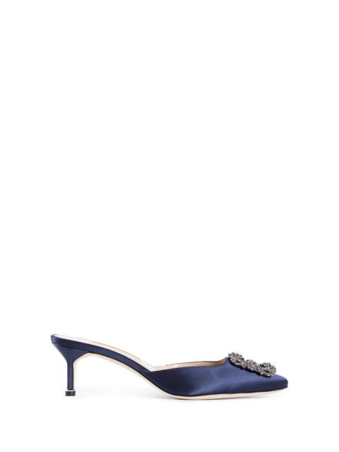 Manolo Blahnik Hangisi-Satin-Jewel-Buckle-Mules