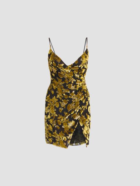 Balmain Women's Jacquard Silk-Velvet Mini Dress - Black Multi