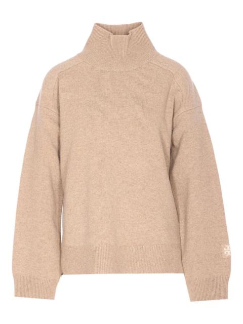 TORY BURCH embroidered-logo high-neck sweater