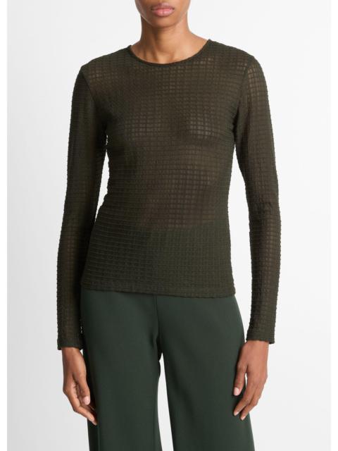 Vince Shadow Grid Long-Sleeve Top