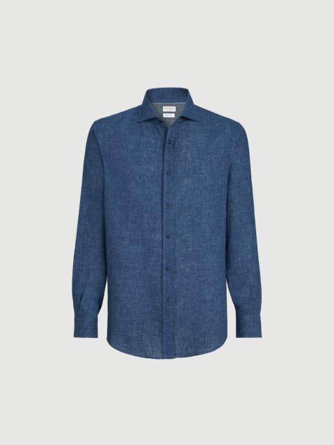 Brunello Cucinelli Délavé linen easy fit shirt with spread collar
