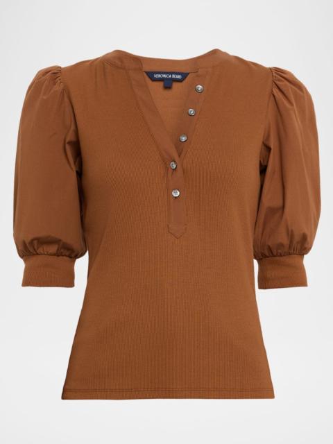 VERONICA BEARD Coralee Puff Sleeve Button-Front Top
