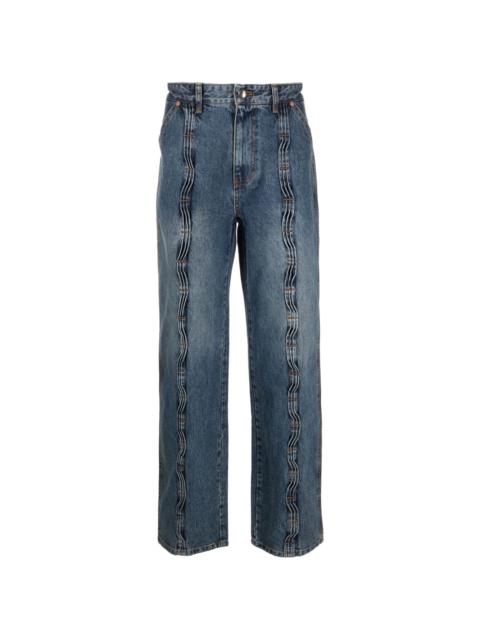 contrast-stitching light-wash jeans