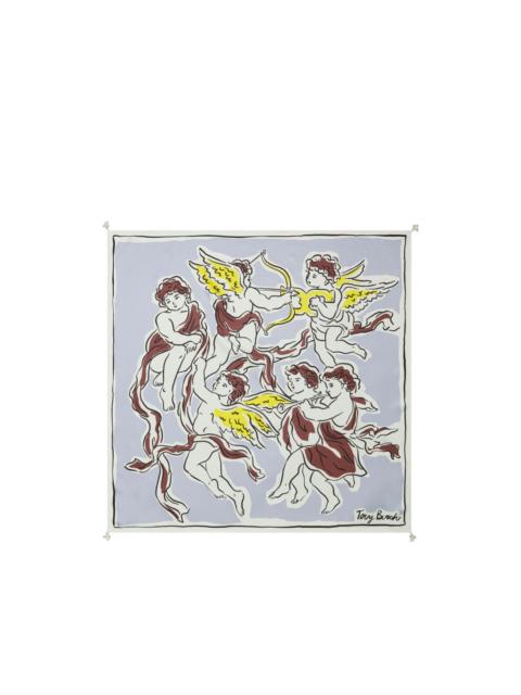 TORY BURCH Cherubs silk square scarf