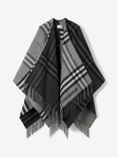 Contrast Check Wool Cashmere Jacquard Cape