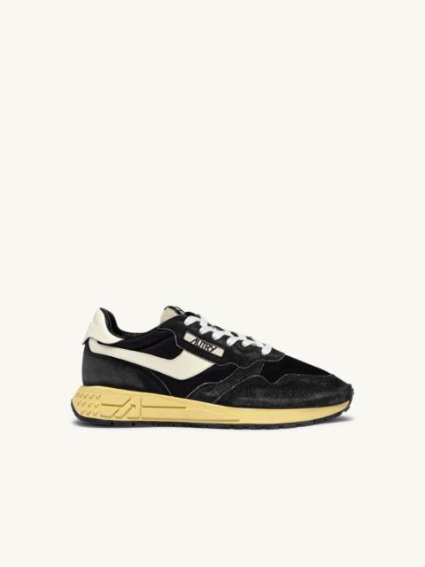 AUTRY REELWIND LOW SNEAKERS IN BLACK SUGAR AND MARSHMALLOW NYLON AND SUEDE