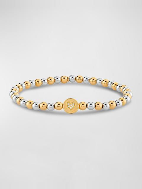 SYDNEY EVAN Peace and Love Bead on Bead 14K Two-Tone Round Bracelet