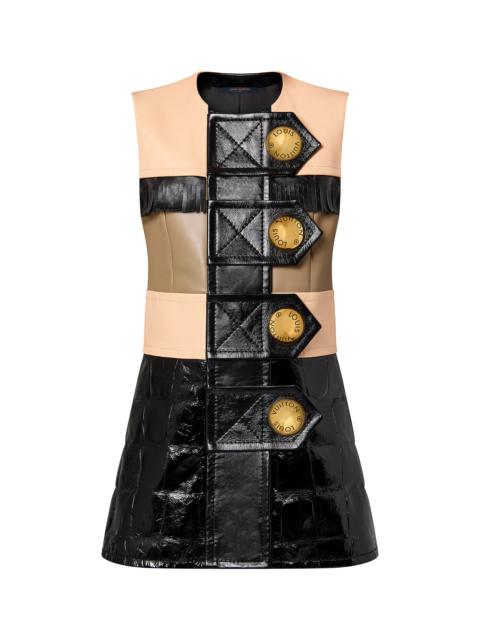 Louis Vuitton Mixed Leather Stud Button Dress