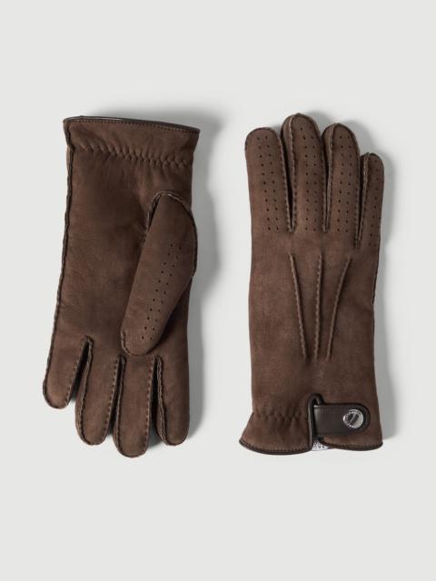Brunello Cucinelli Suede shearling gloves