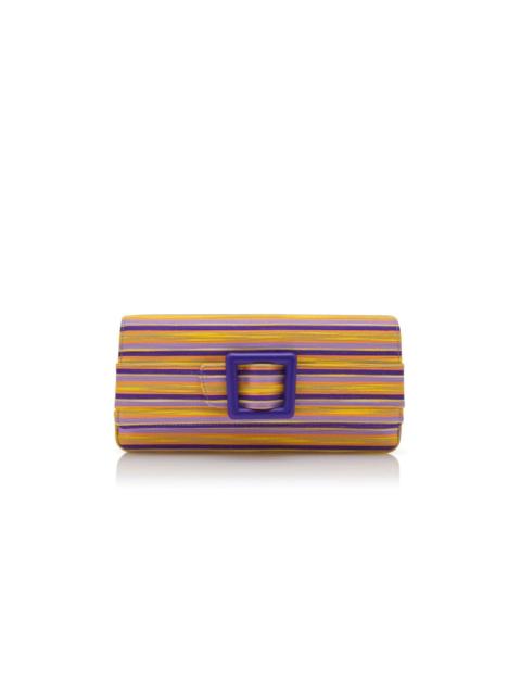 Manolo Blahnik Purple And Orange Cotton Striped Buckle Clutch