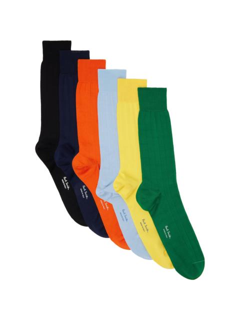 Paul Smith Six-Pack Multicolor Ribbed Socks