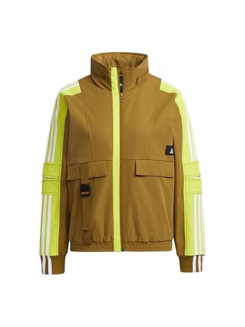 adidas (WMNS) adidas Str Jkt Warm Training Sports Storage Simple Hooded Fleece Lined Jacket Yellow GP0623