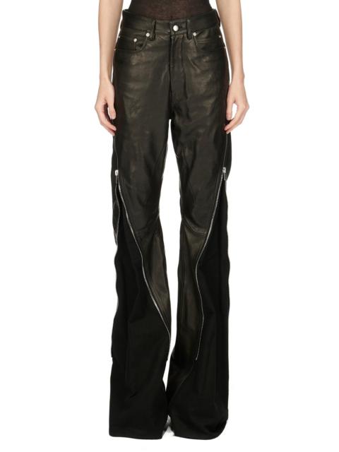 RICK OWENS Zip-detailed leather flared pants