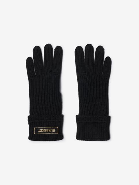 Burberry Logo Patch Wool Blend Gloves