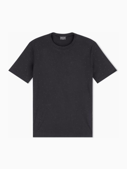 GIORGIO ARMANI GIORGIO’S CREW-NECK T-SHIRT IN PIMA COTTON JERSEY WITH RHINESTONES