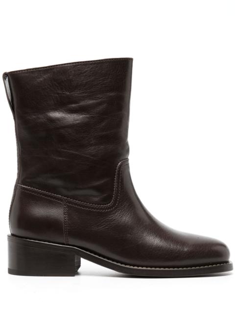 Lemaire Brown Oblique Tube Leather Boots