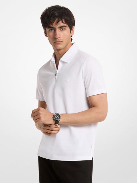 MICHAEL KORS Cotton Blend Piqué Zip-Up Polo Shirt
