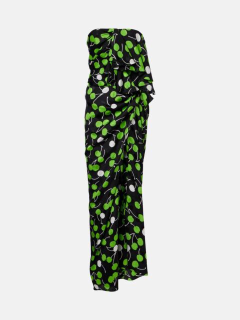 SAINT LAURENT Ruched printed silk gown