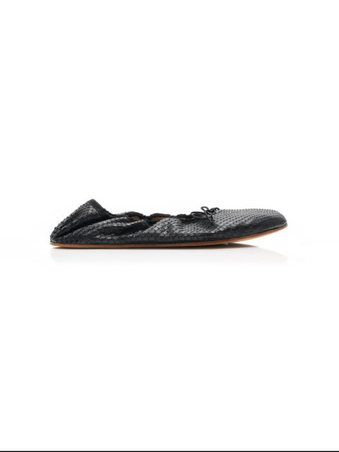 The Row Round Snake-Effect Leather Ballet Flats