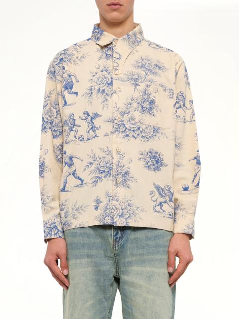 KidSuper Toile de Jouy Button Up Shirt in Cream
