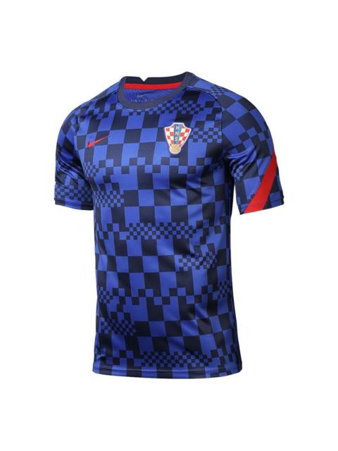 Nike Nike Dri-FIT Croatia National Team TrainingSport Fast-Dry Breathable Fabric Short Sleeve Men's Blue